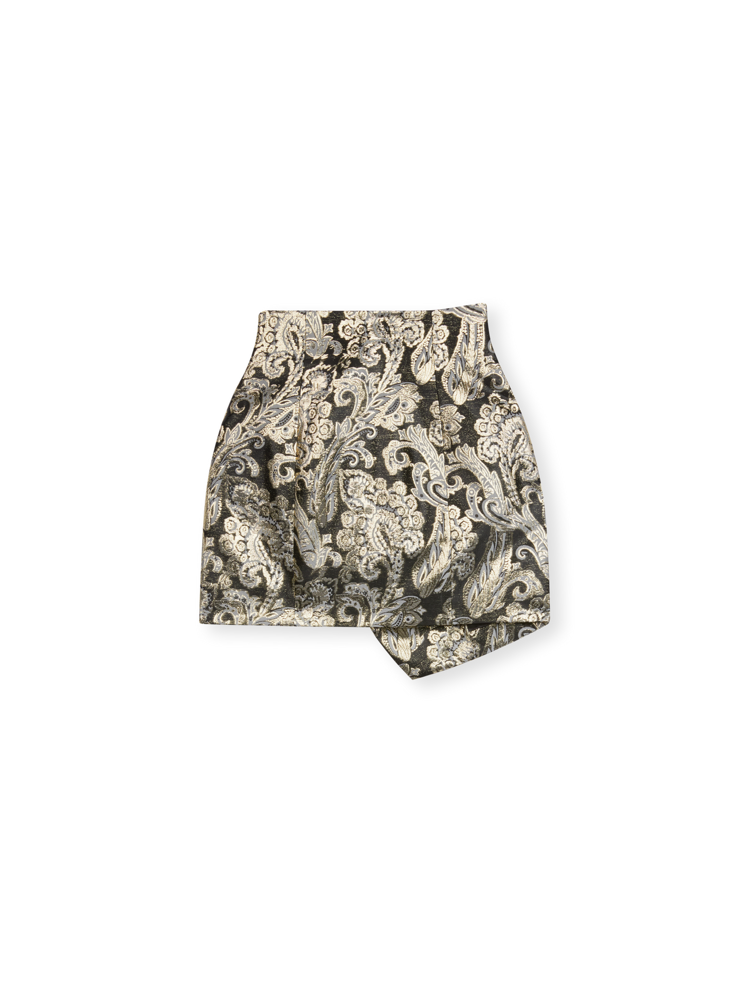 Minigonna a vita alta in jacquard lamè