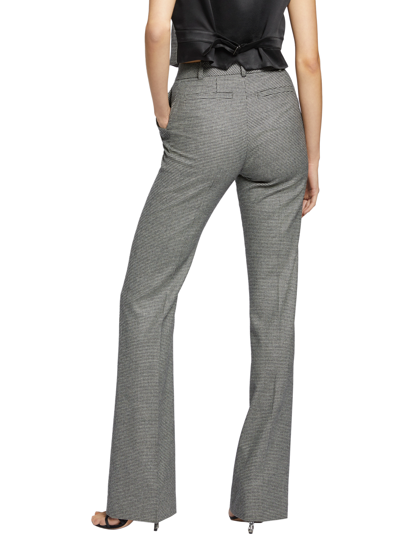 PANTALONI A ZAMPA IN LANA PIED DE POULE