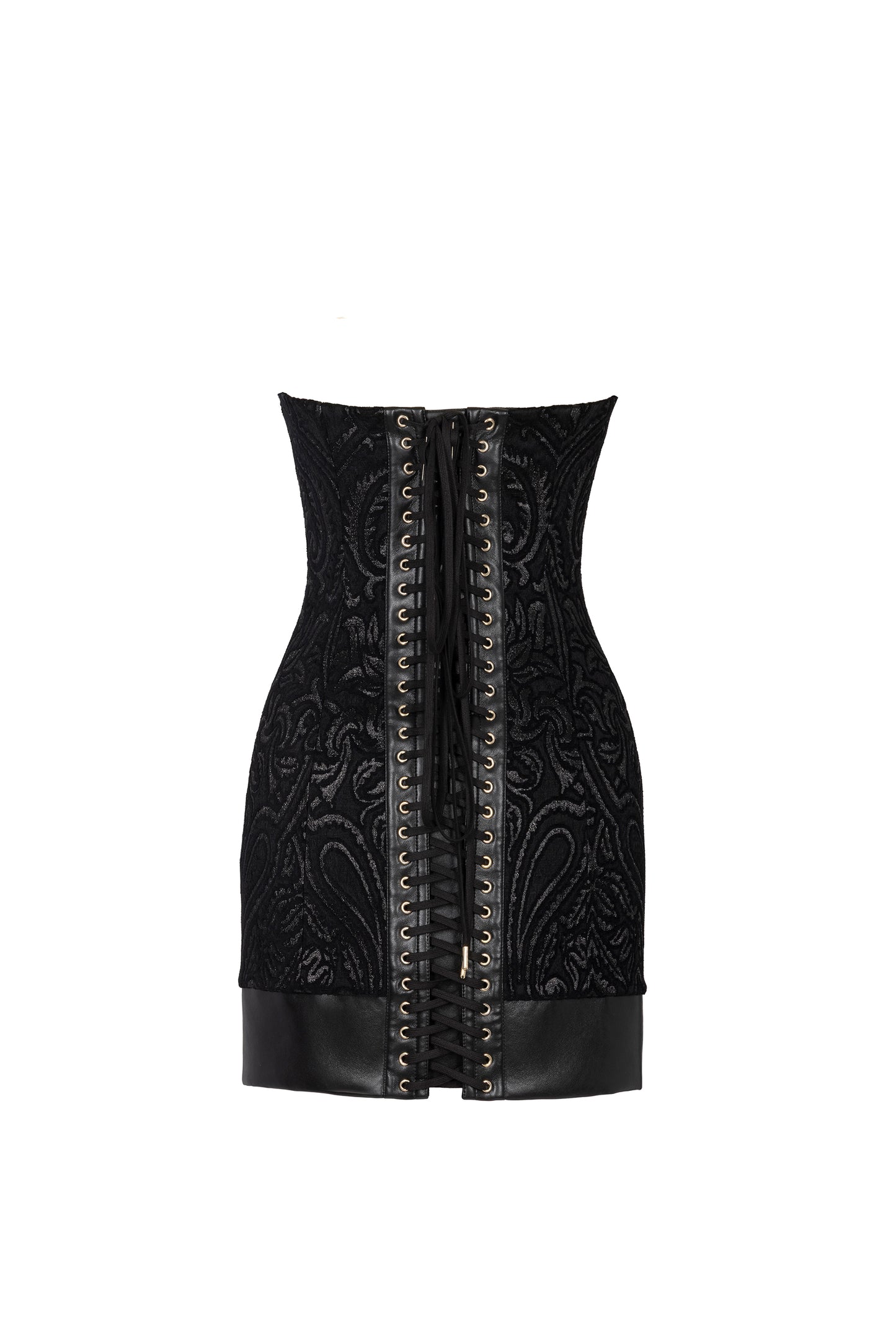BLACK CROCADE MINI DRESS