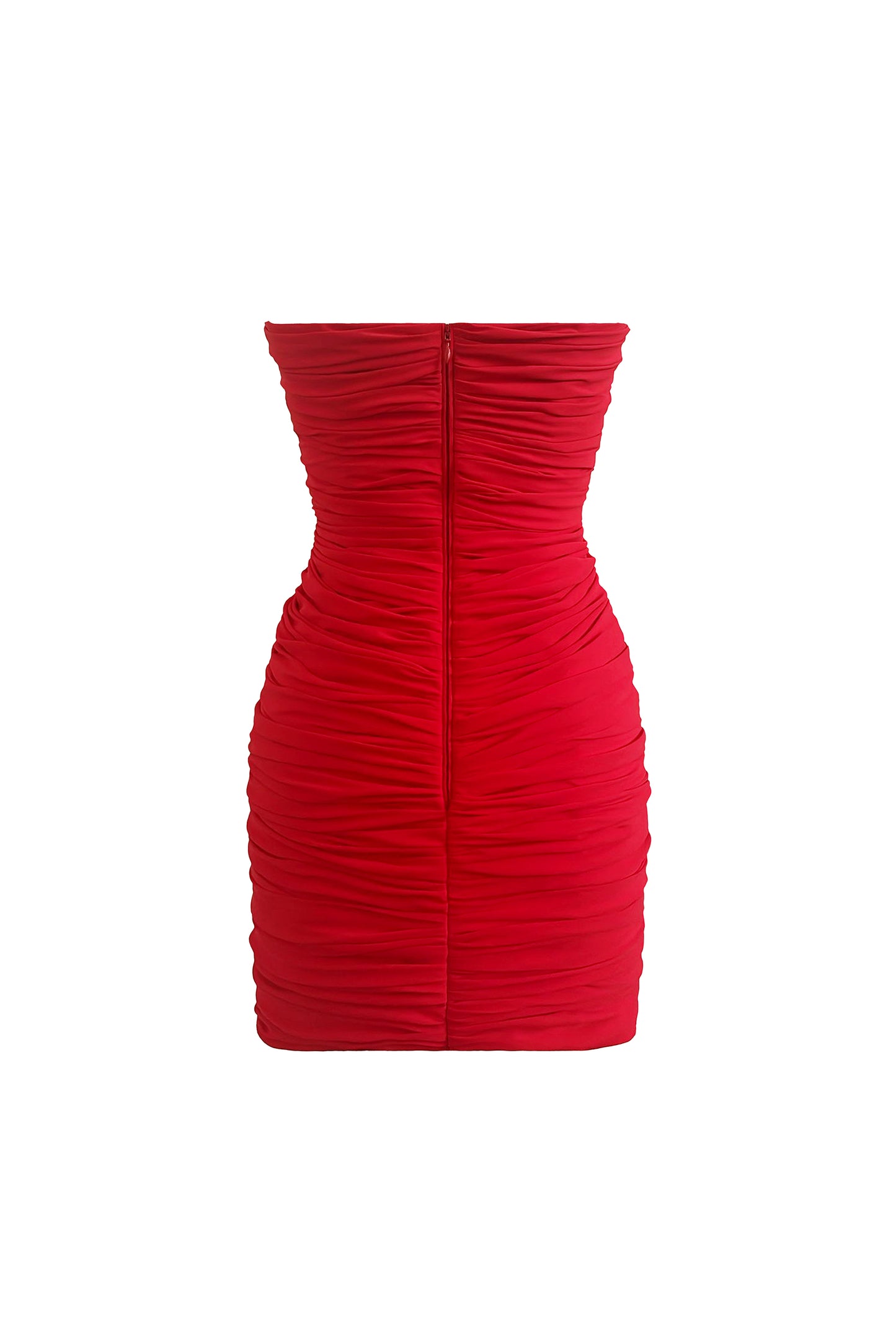 RED DRAPED MINI DRESS