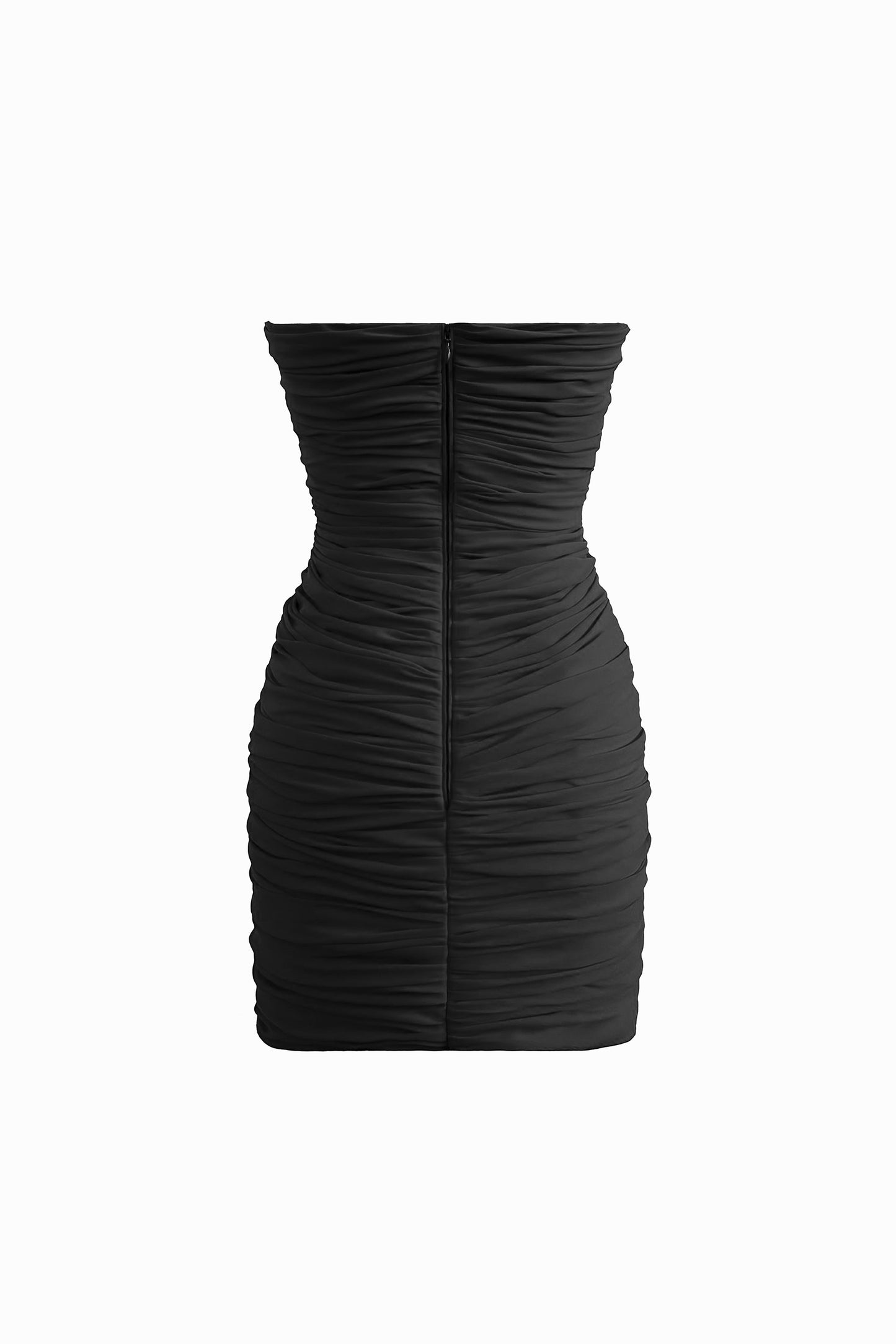 BLACK DRAPED MINI DRESS