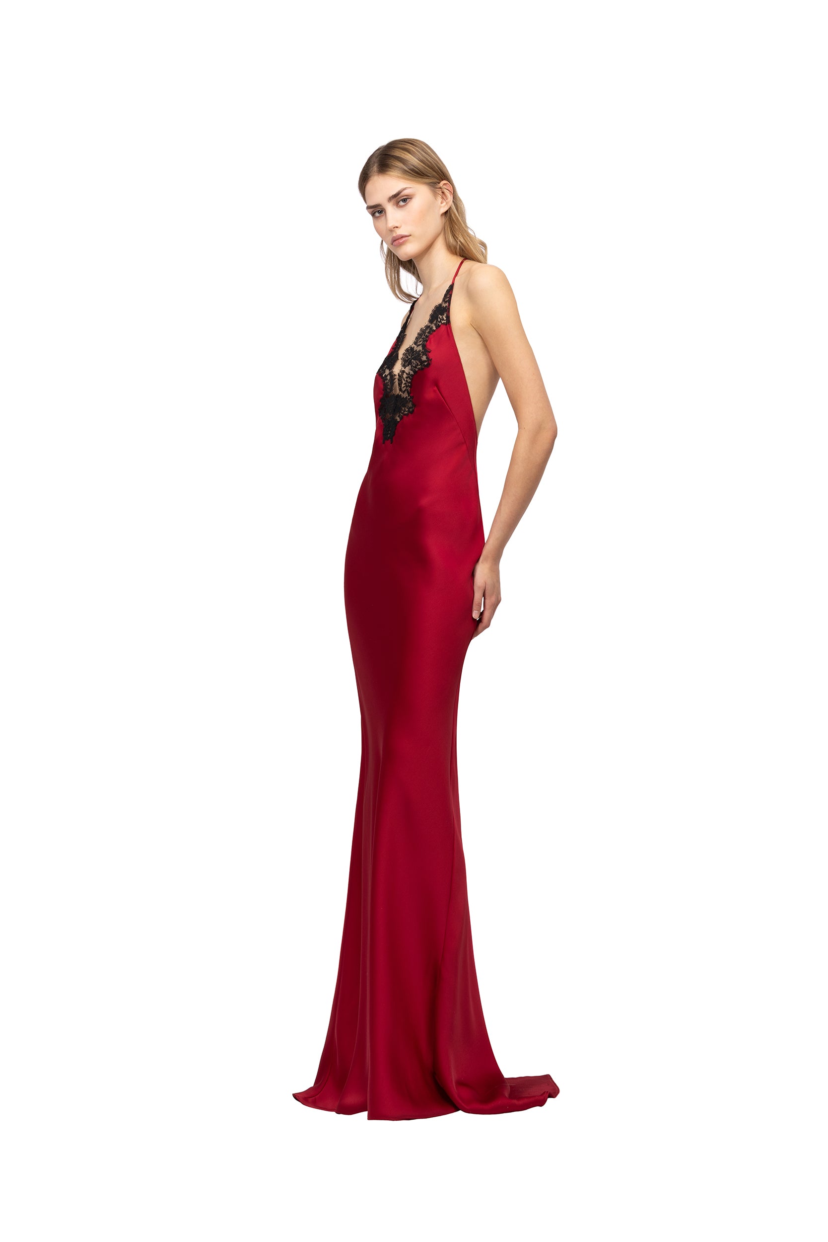 Long Slip Dress with Lace 42