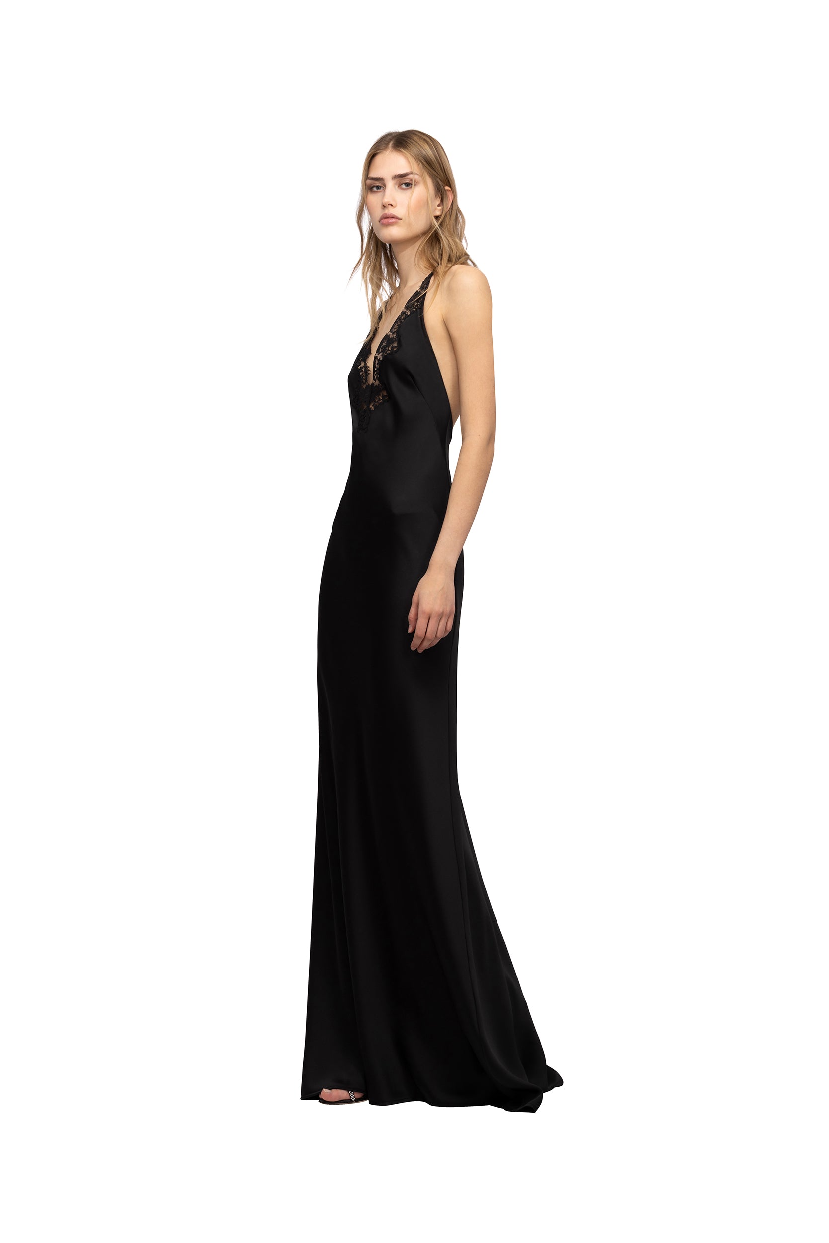 Long Slip Dress with Lace 44