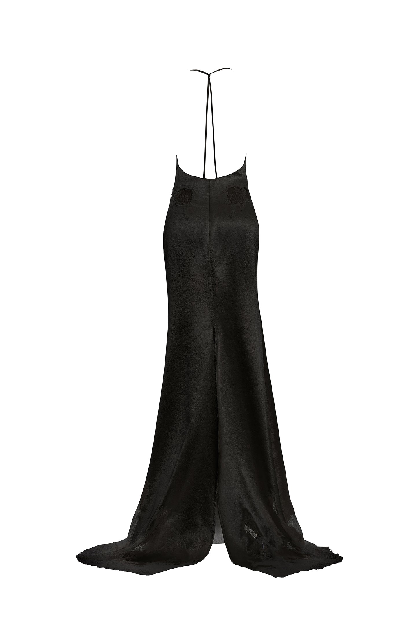 BLACK SATIN SLIP DRESS