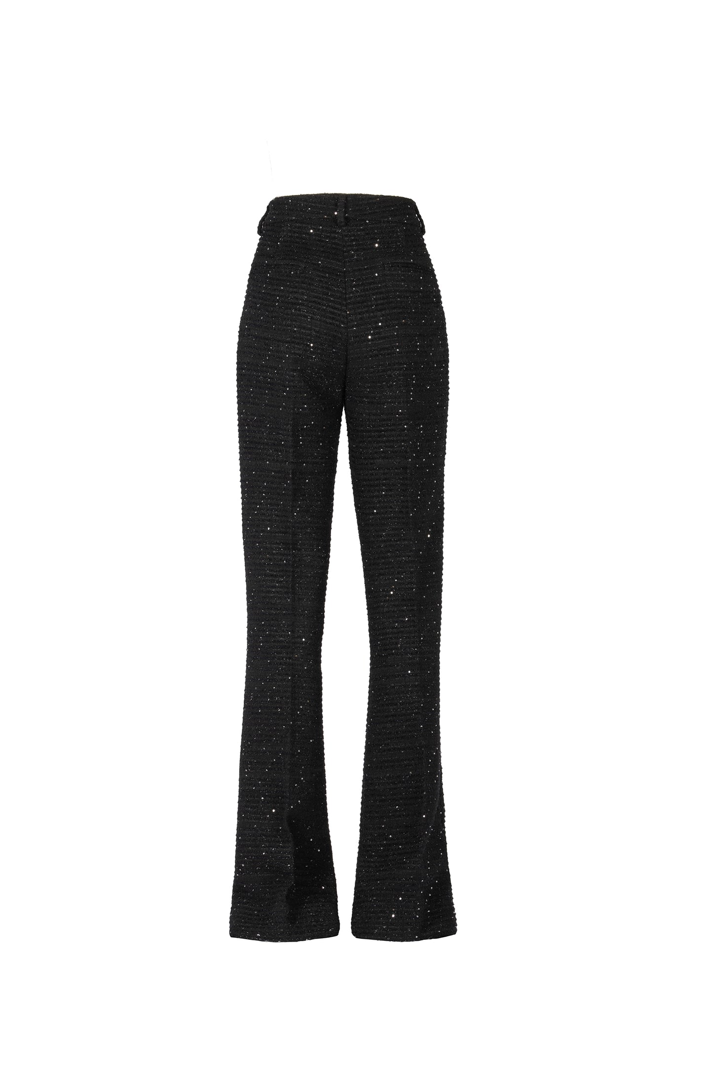 BLACK TWEED FLARE TROUSERS