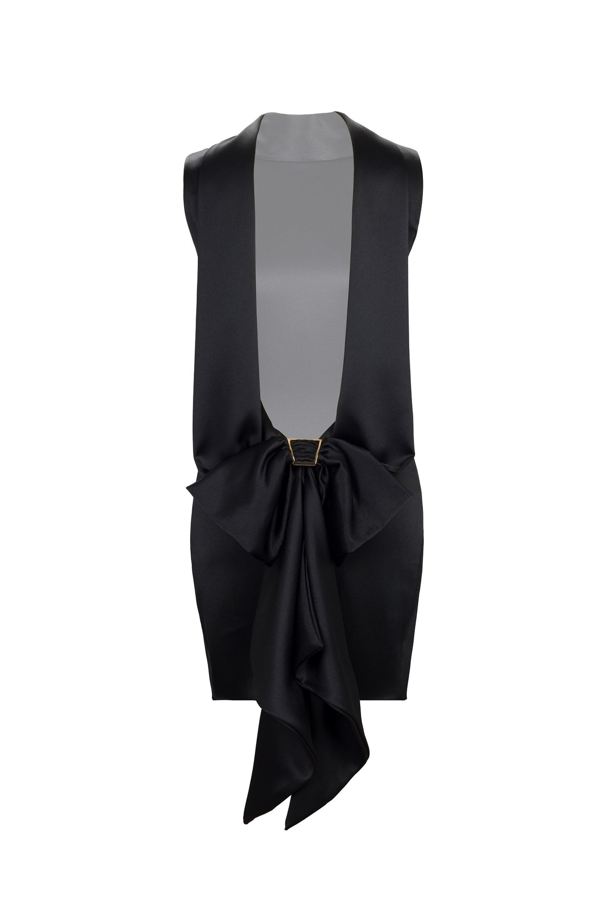 BLACK SATIN MINI DRESS