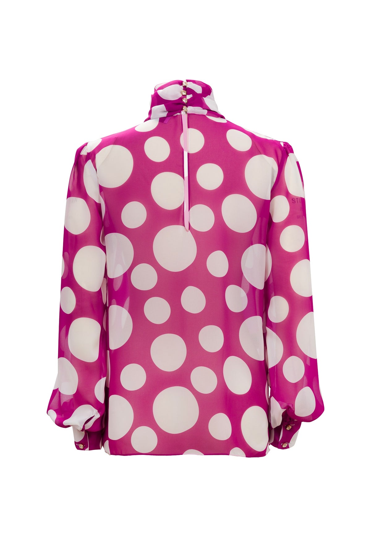 WHITE AND PURPLE POLKA DOT SHIRT