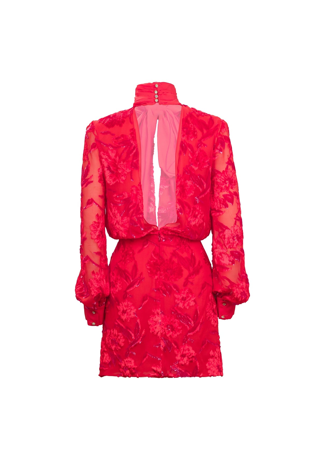 RED DEVORE' MINI DRESS