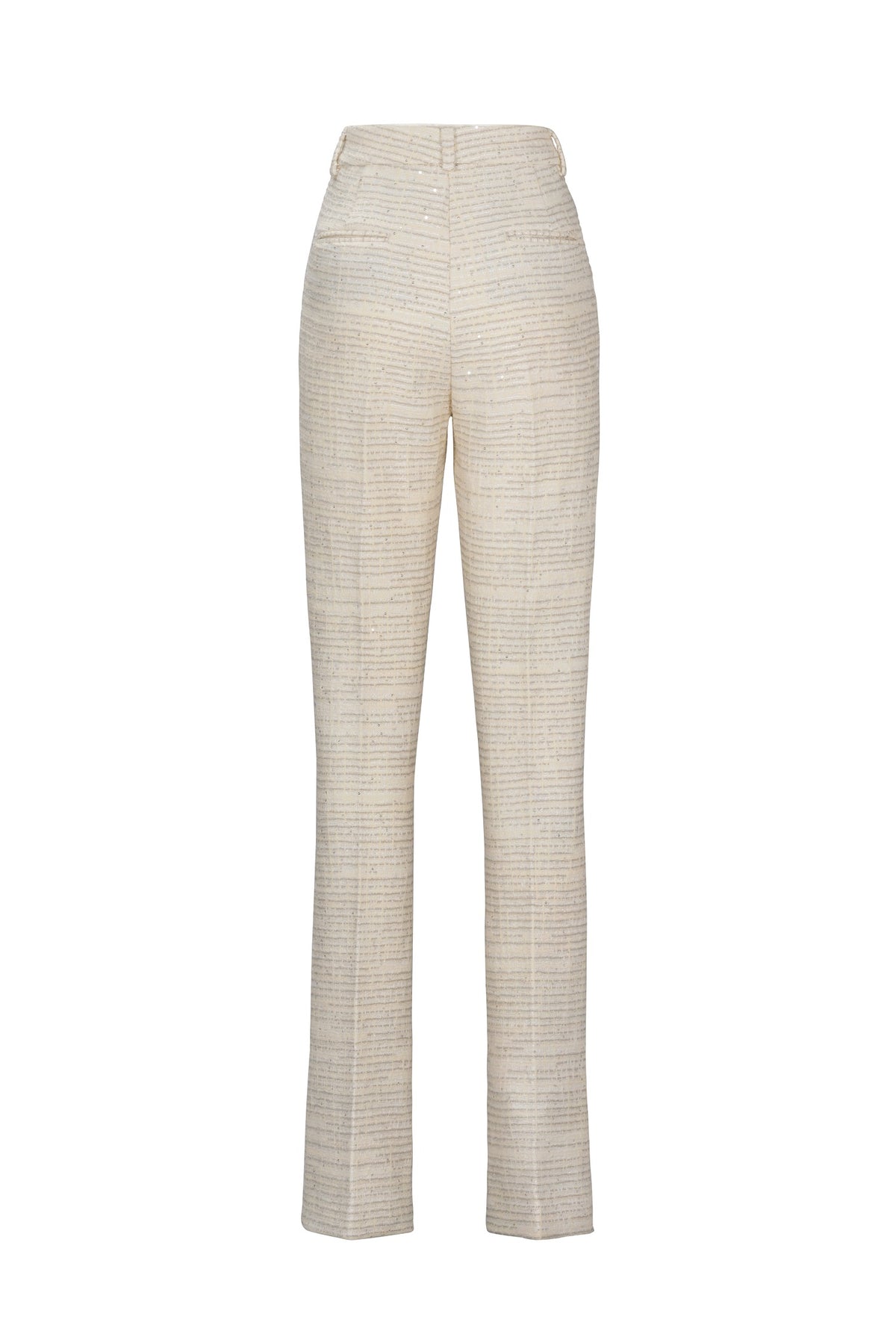 IVORY TWEED FLARE TROUSERS