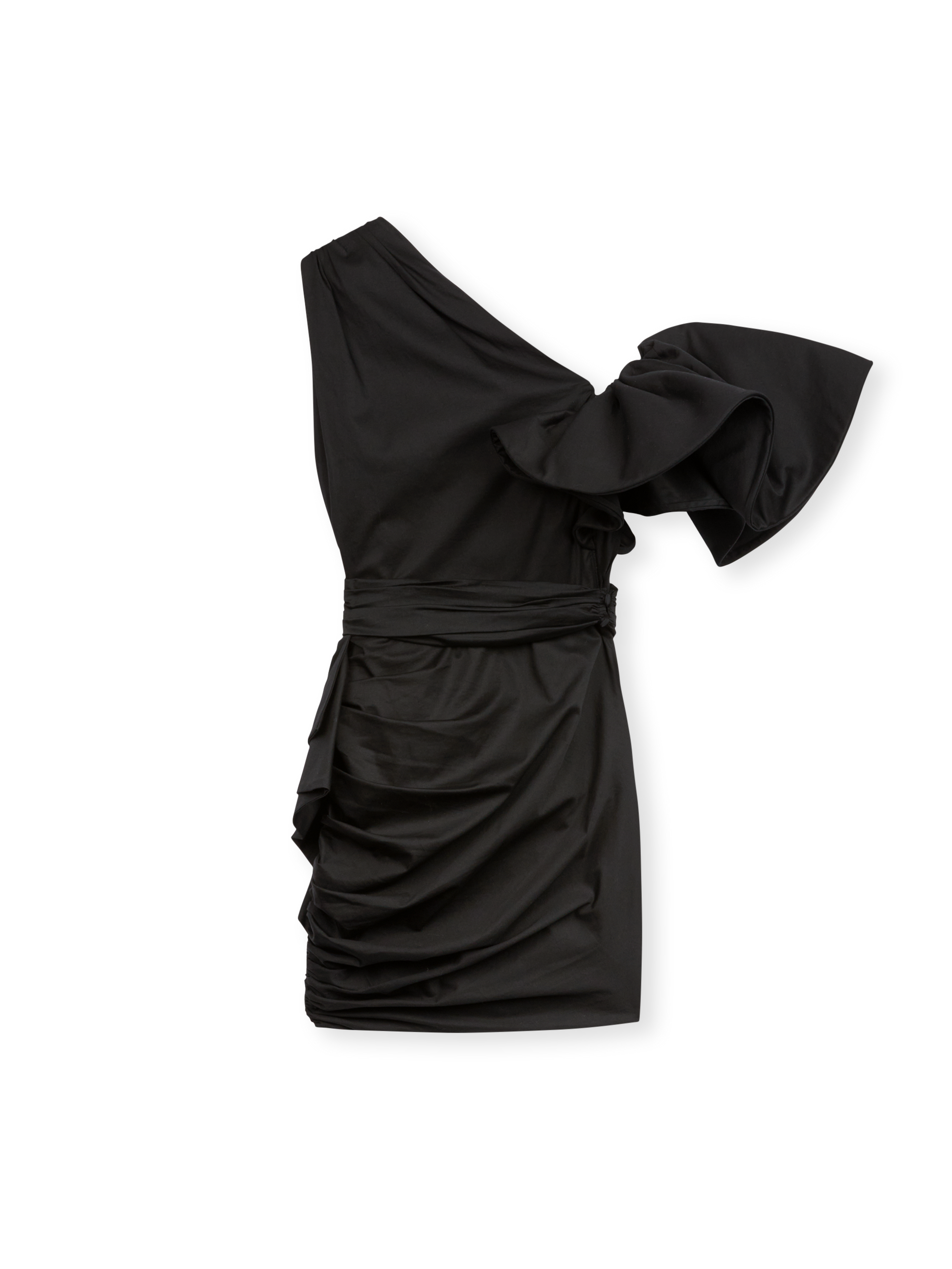 Black one shoulder mini dress in popeline – Redemption