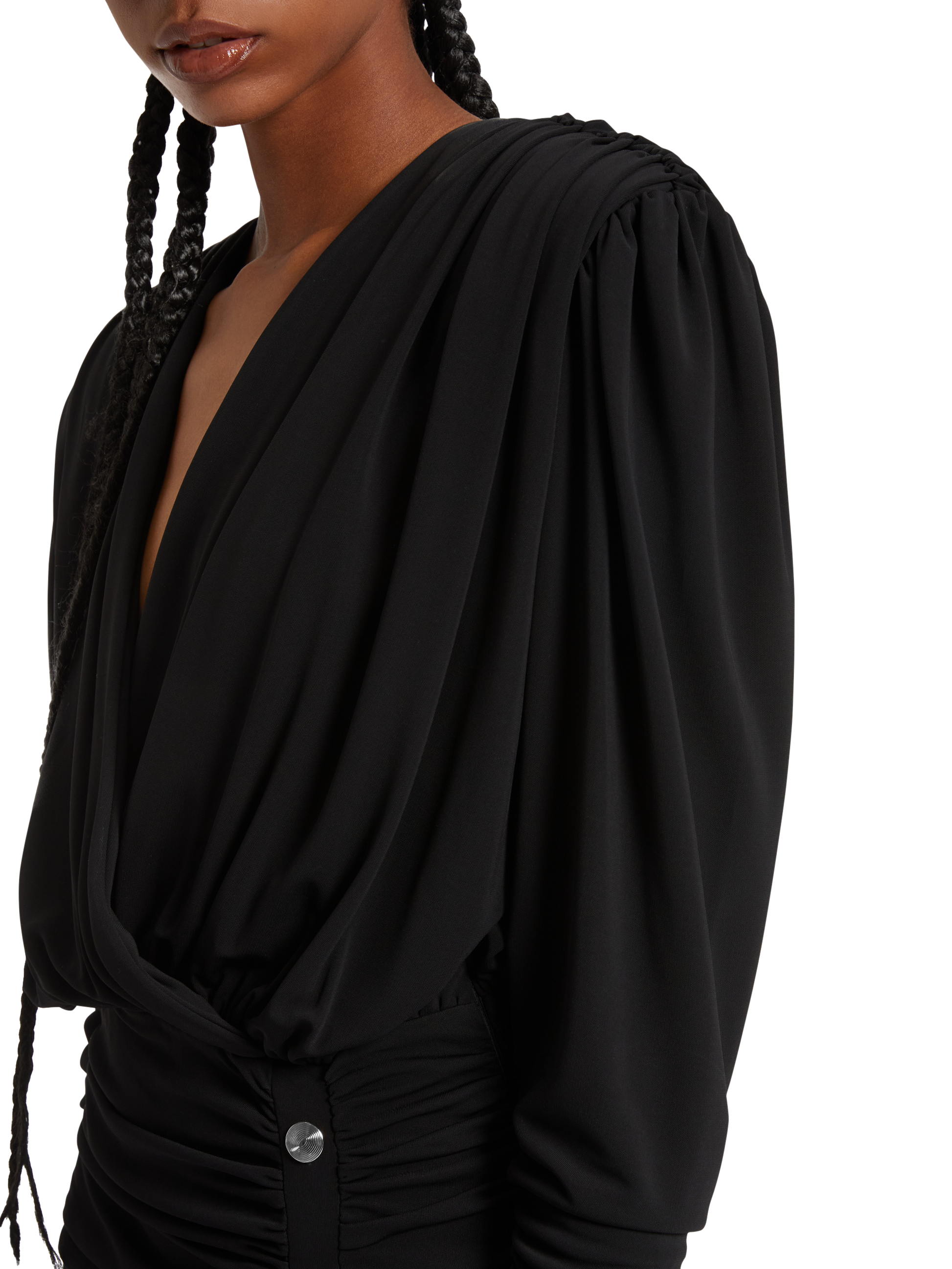 Black viscose draped jersey mini dress Redemption Black viscose draped jersey mini dress Redemption