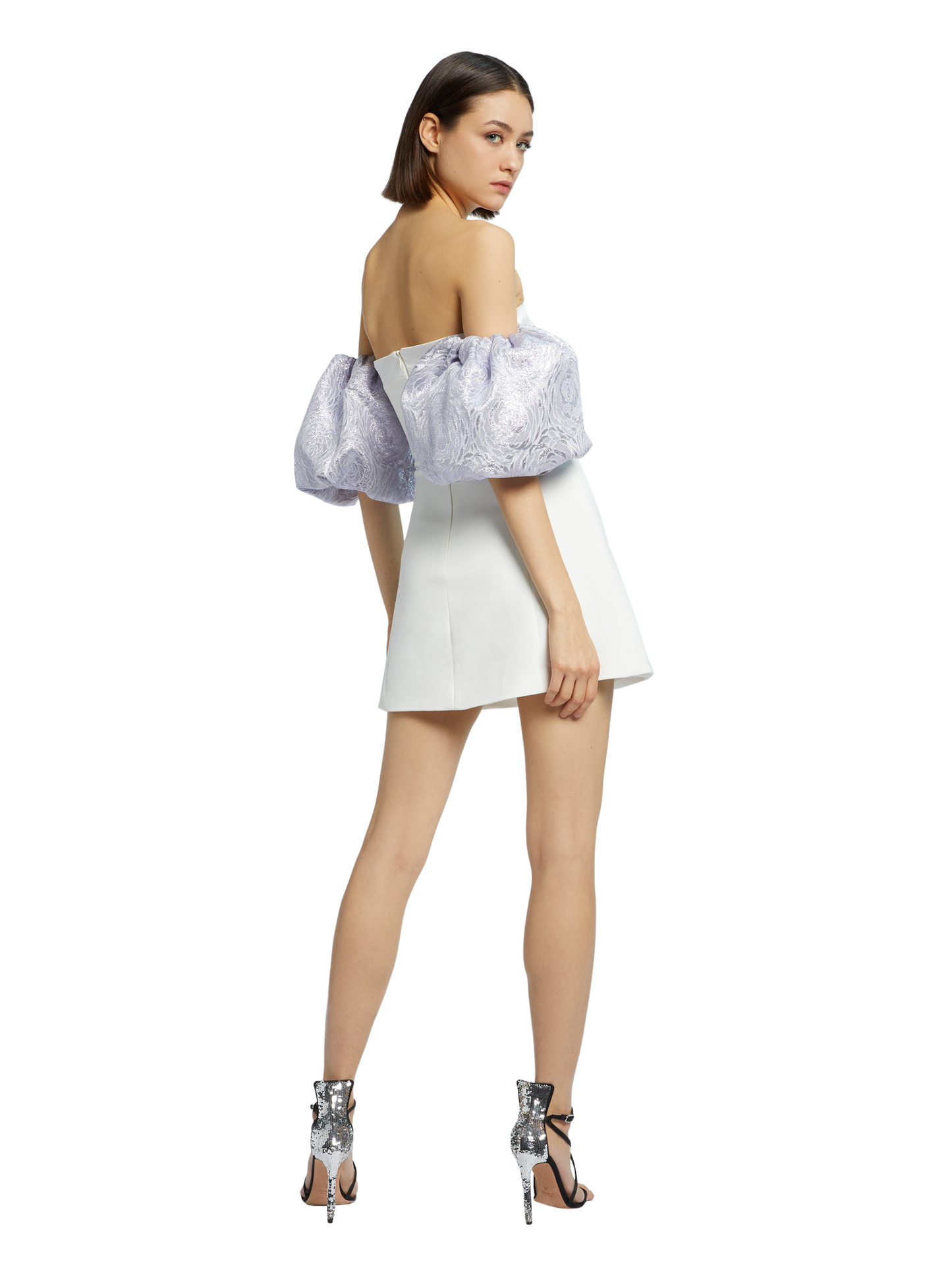 FLARED MINI DRESS WITH BALOON SLEEVES