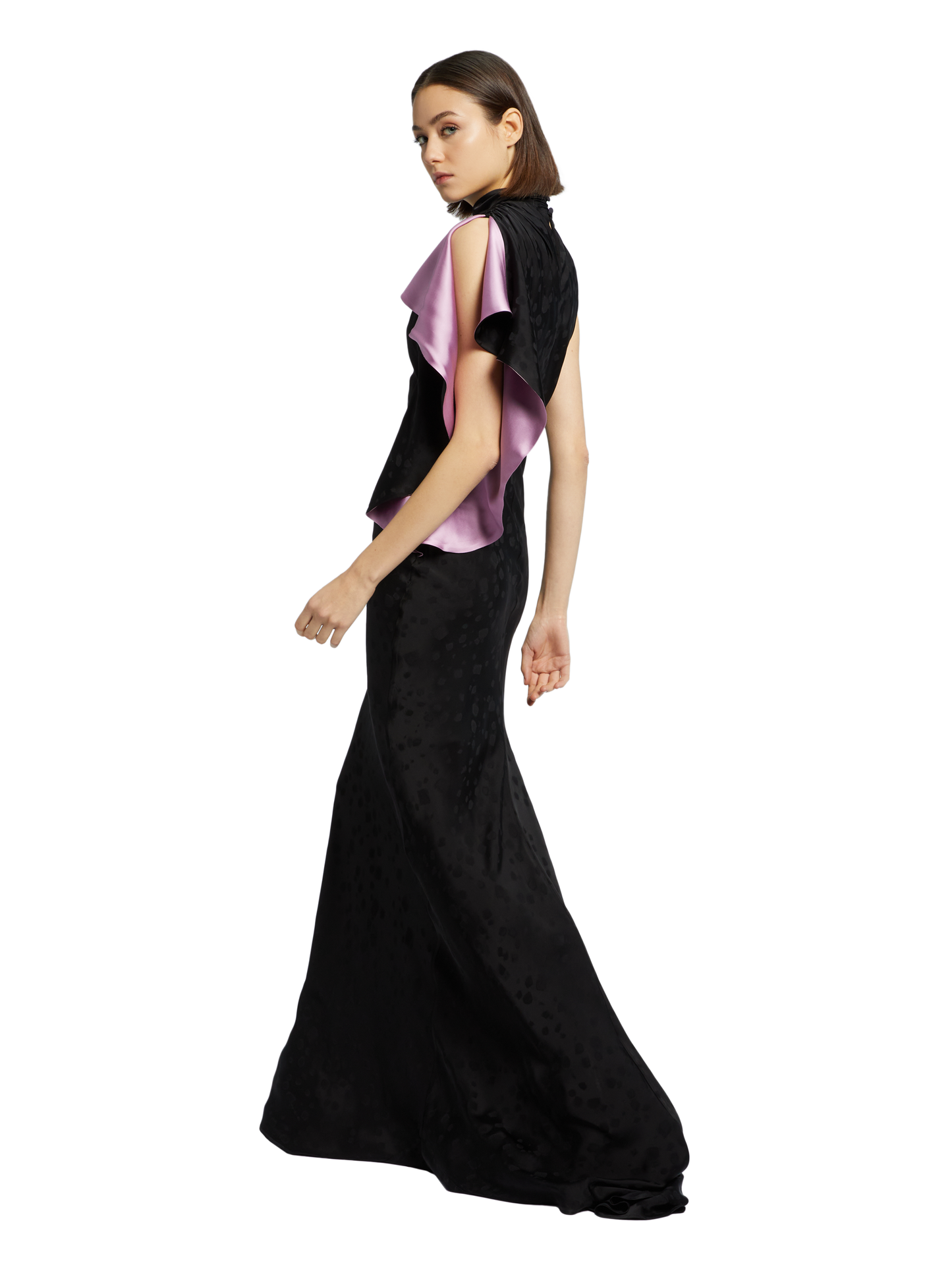 LONG DRESS WITH RUFFLED SHOULDER