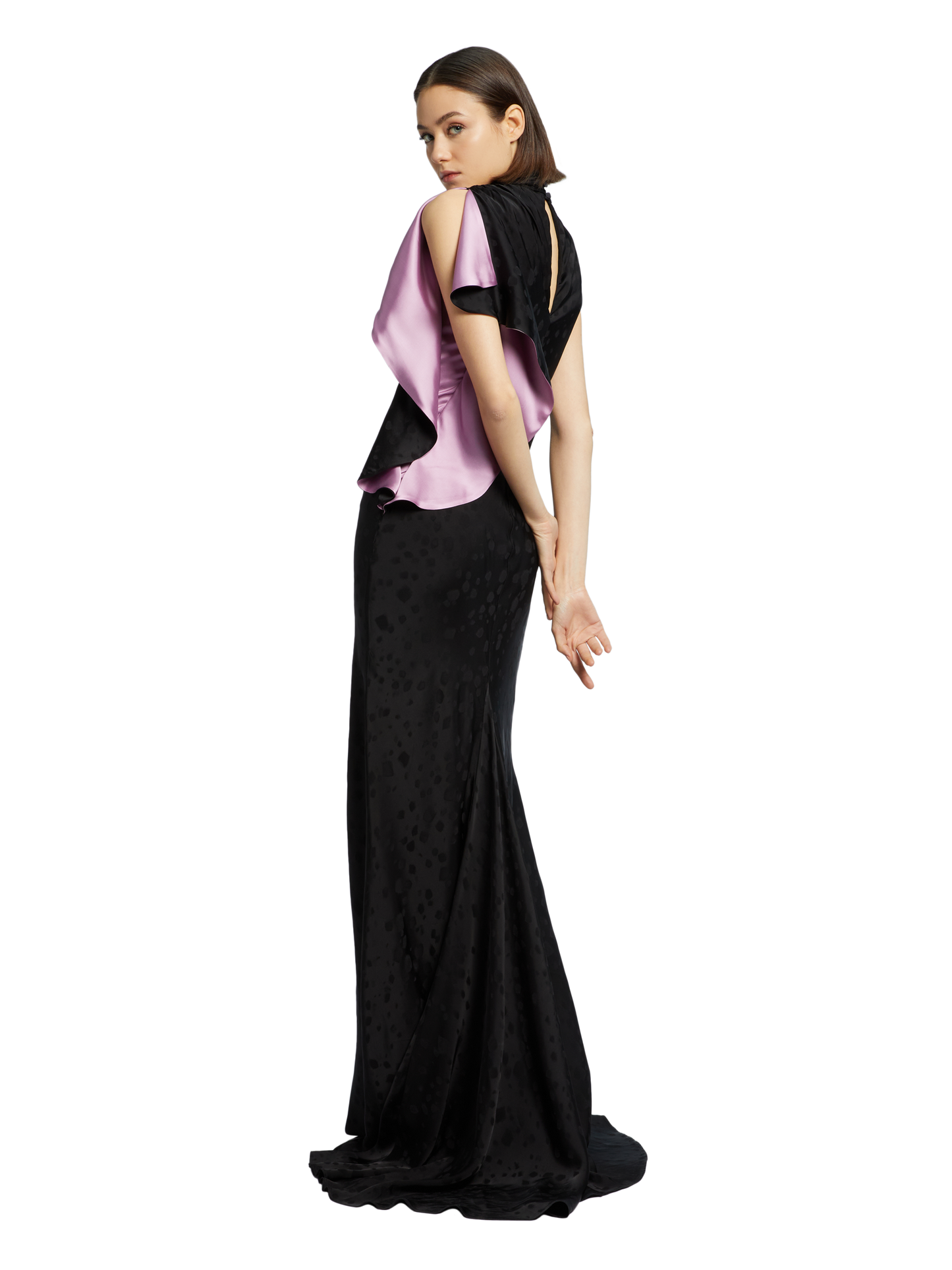 LONG DRESS WITH RUFFLED SHOULDER