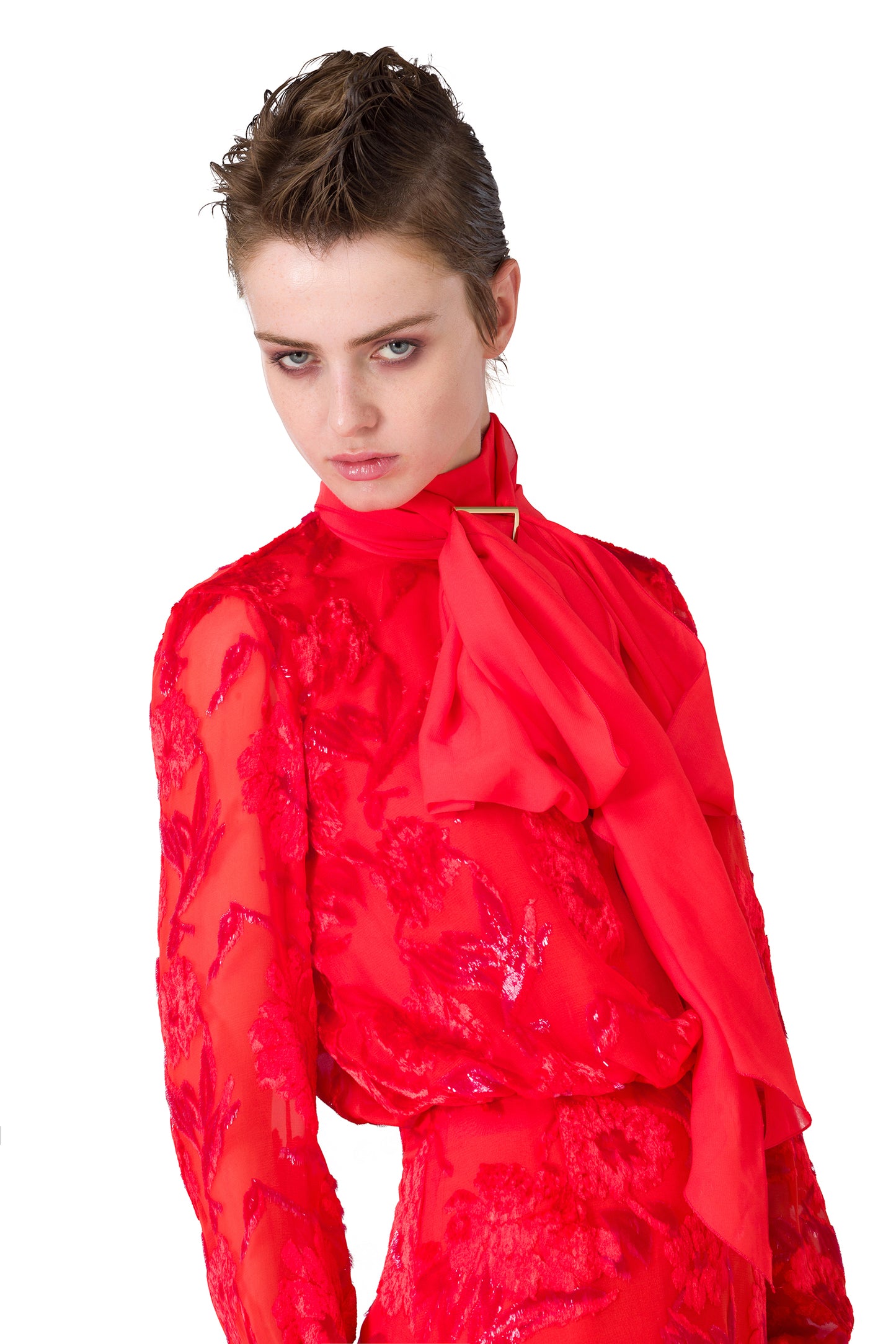 RED DEVORE' MINI DRESS