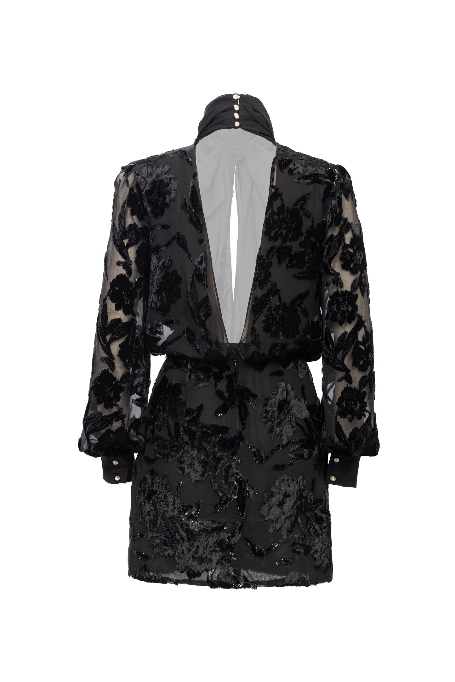 BLACK DEVORE' MINI DRESS