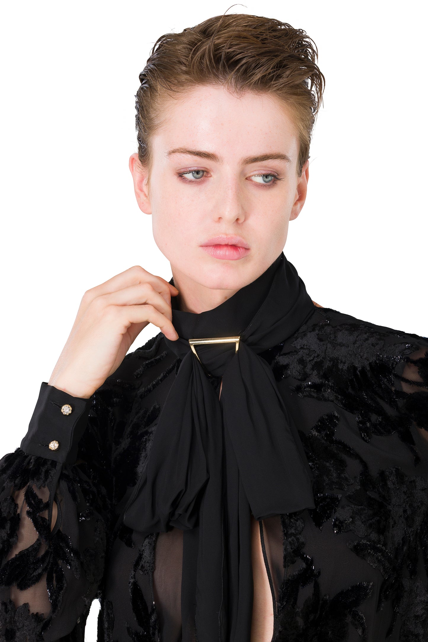 BLACK DEVORE' MINI DRESS