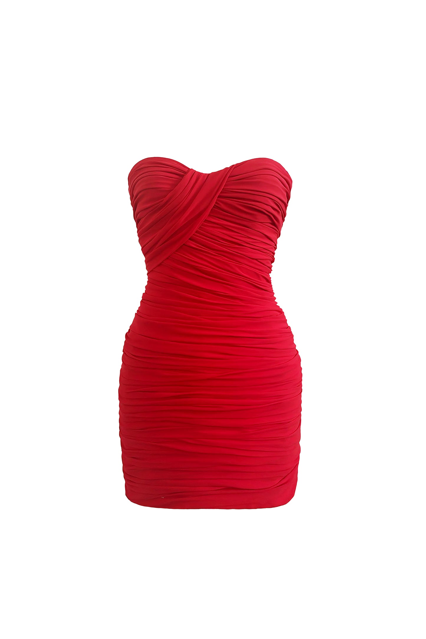 RED DRAPED MINI DRESS