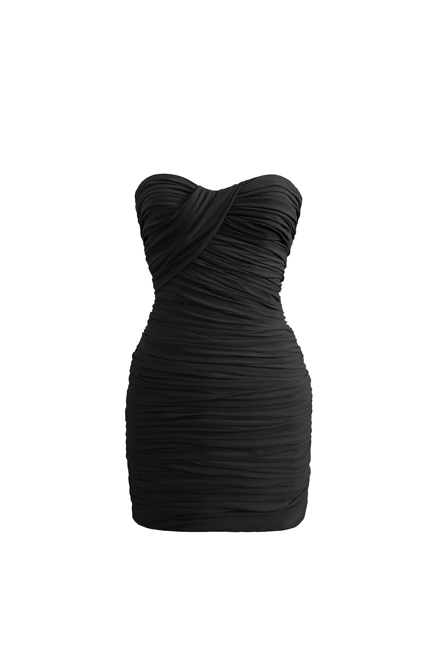 BLACK DRAPED MINI DRESS