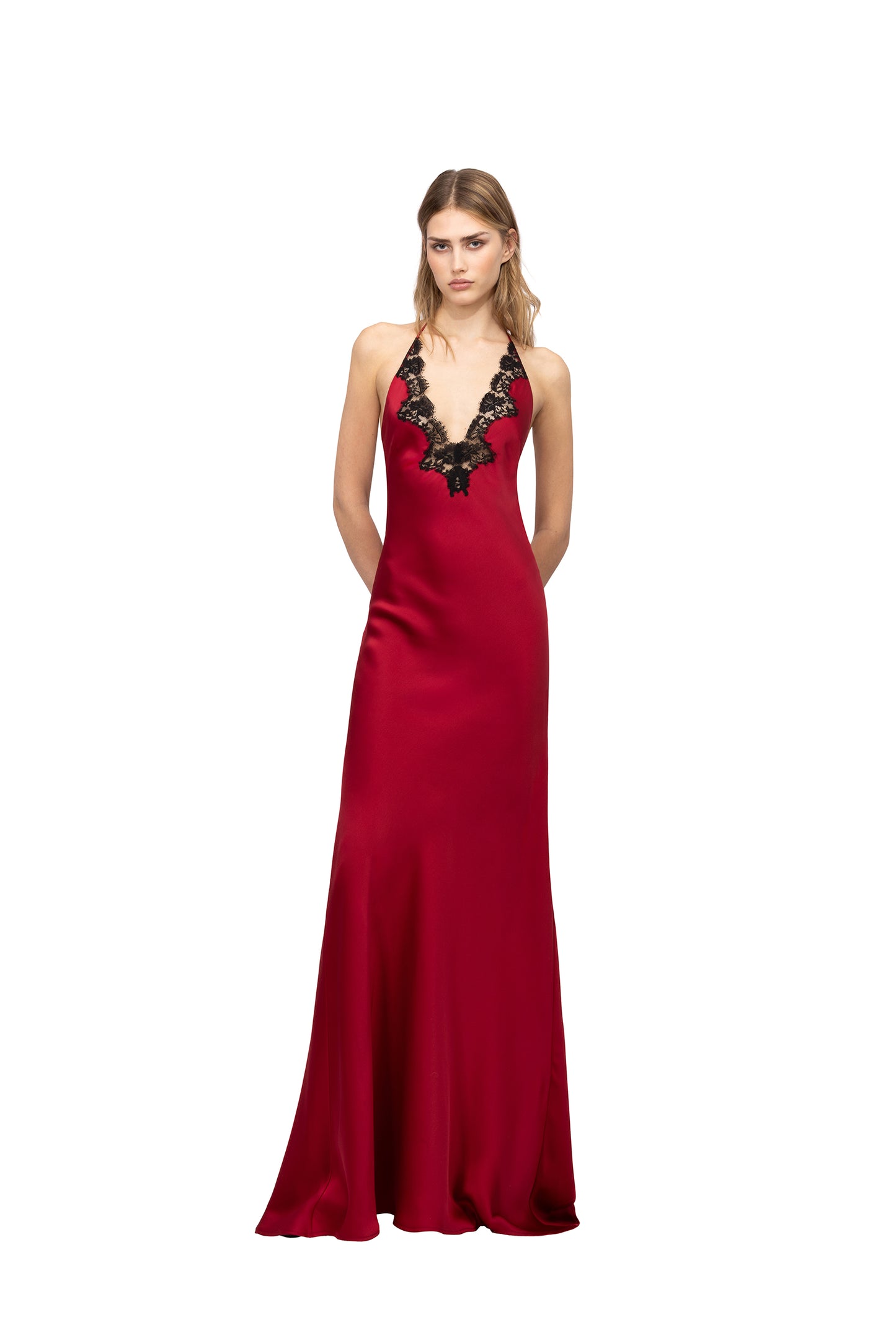 LONG SLIP DRESS WITH LACE