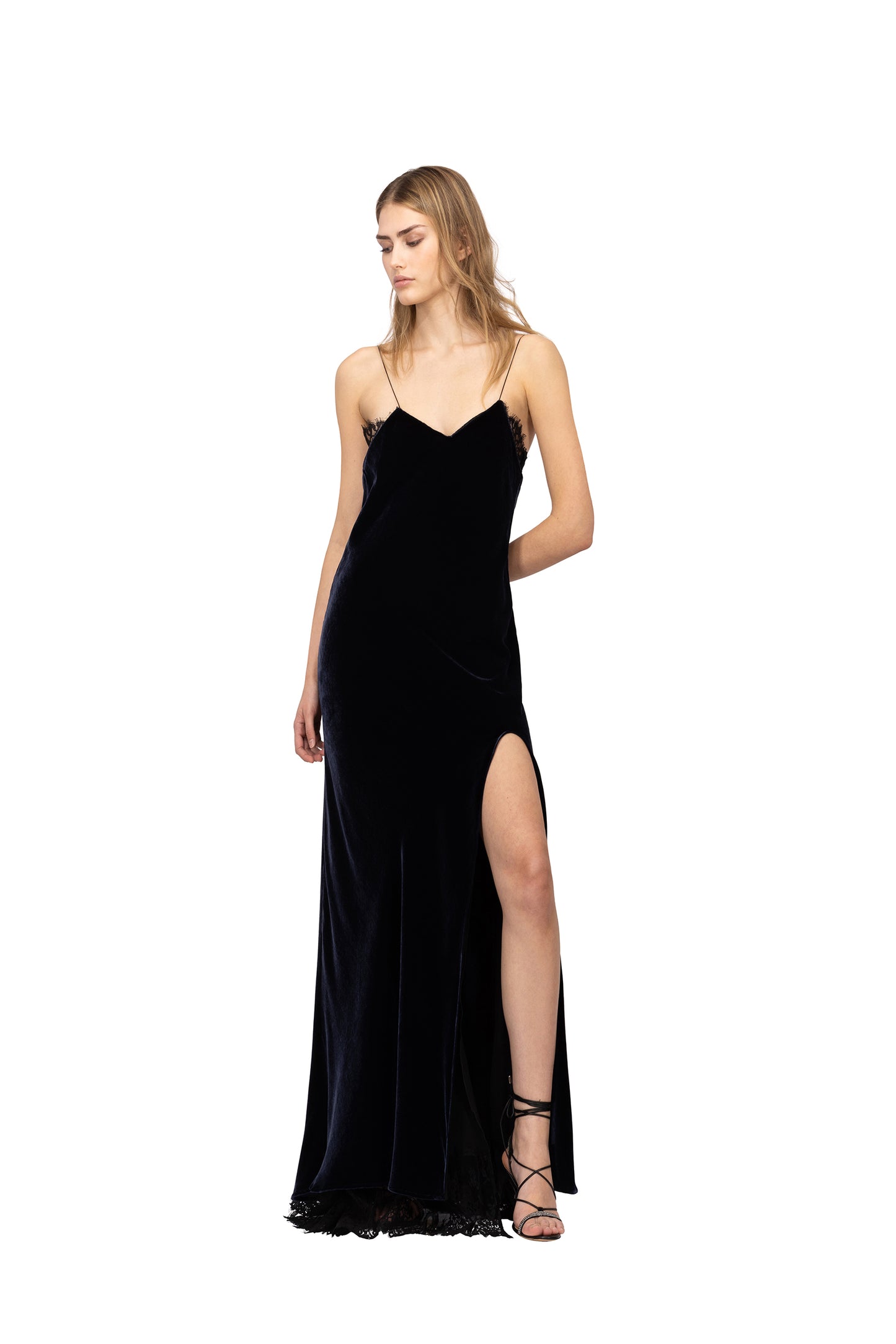 LONG SLIP DRESS WITH LACE