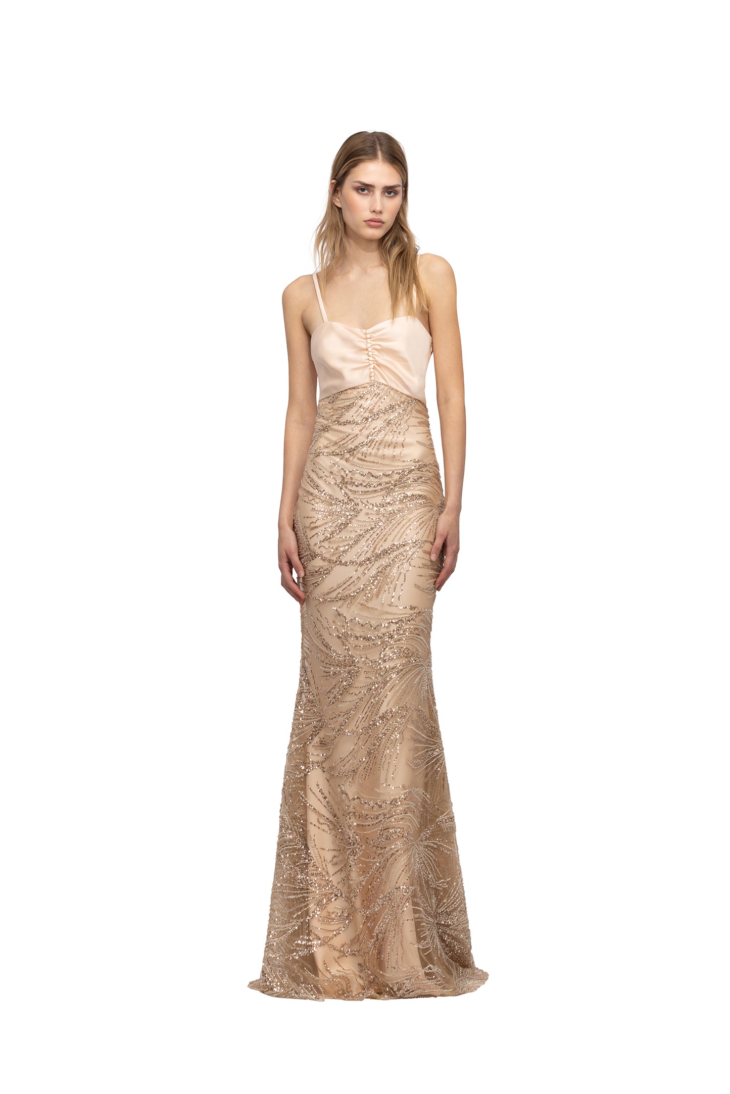 LONG SLIP DRESS WITH BEADS