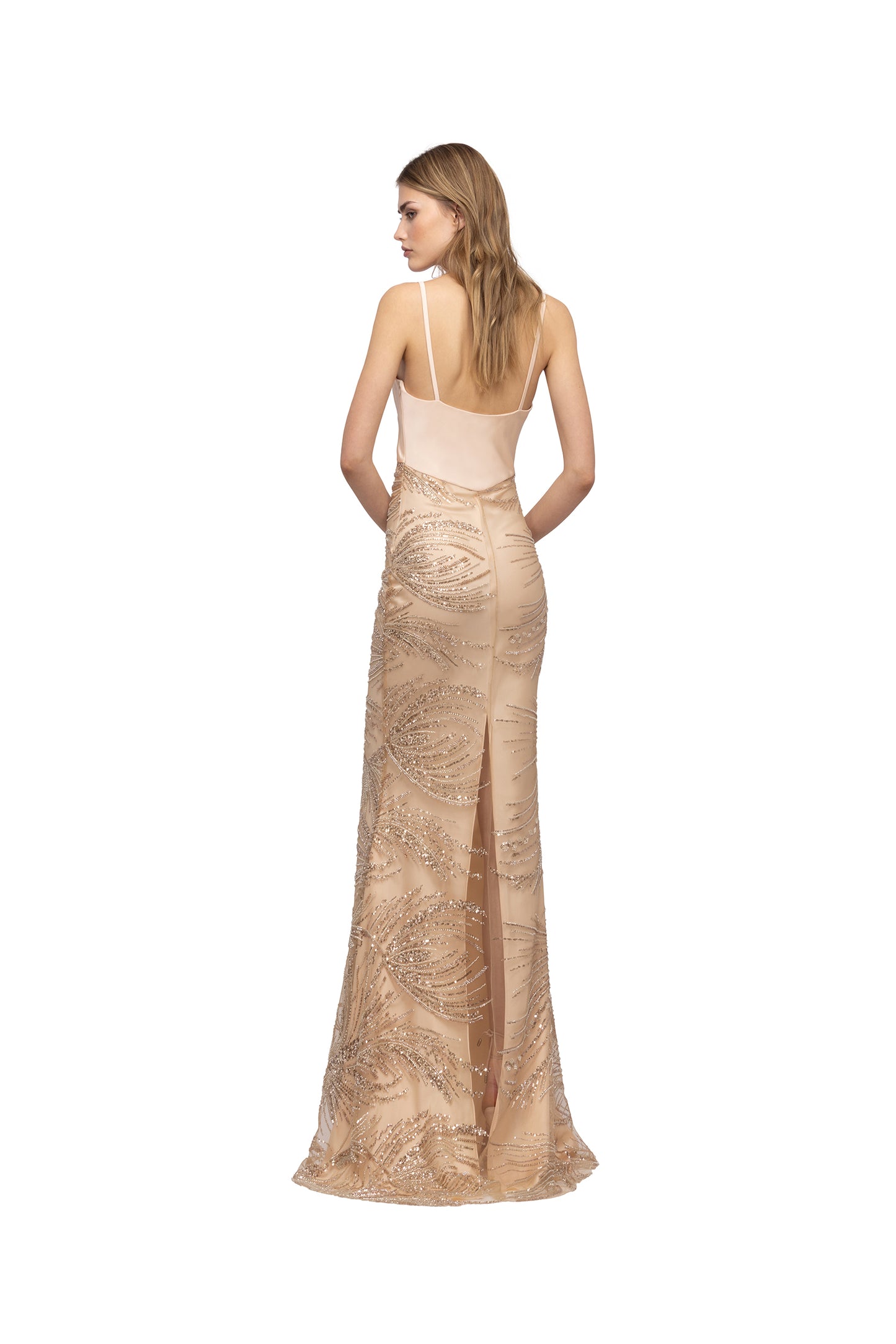 LONG SLIP DRESS WITH BEADS