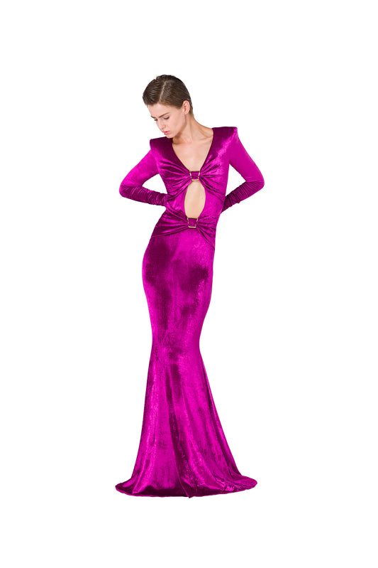 PURPLE VELVET LONG DRESS