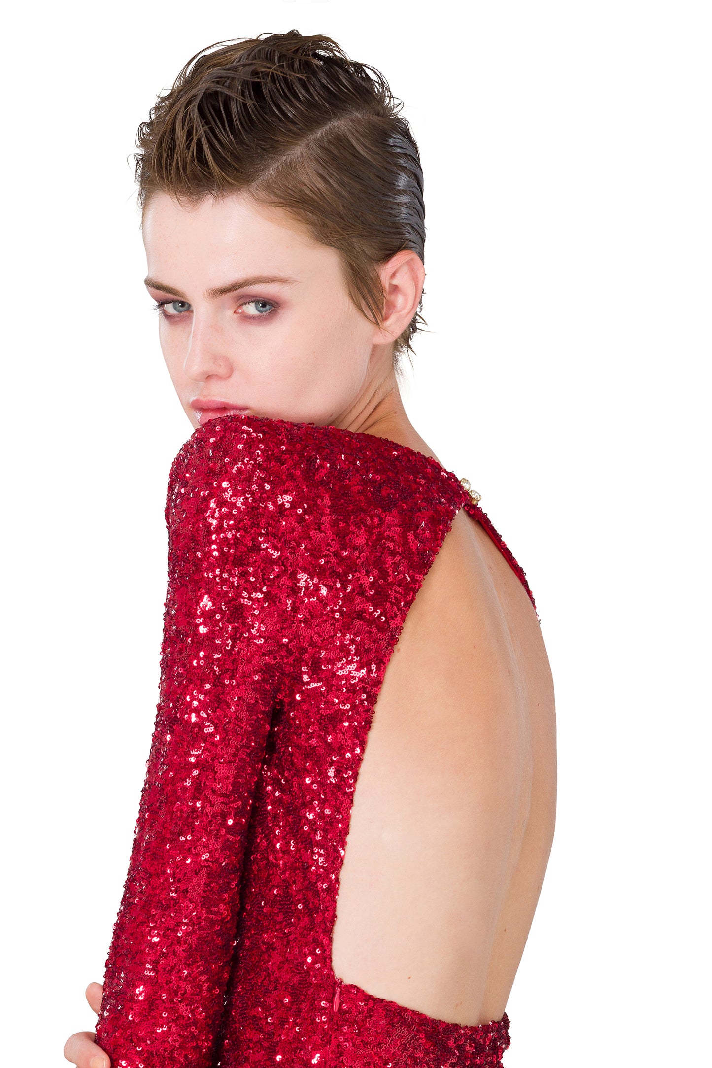 RED SEQUIND LONG DRESS