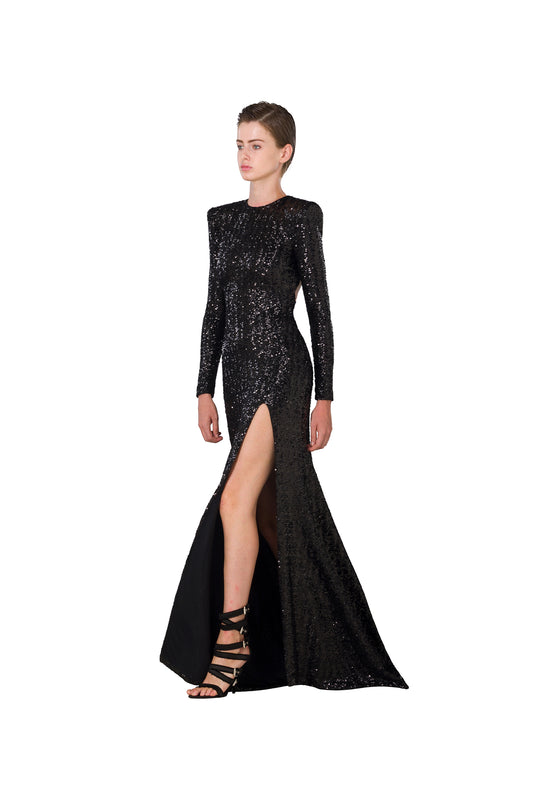 BLACK SEQUIND LONG DRESS