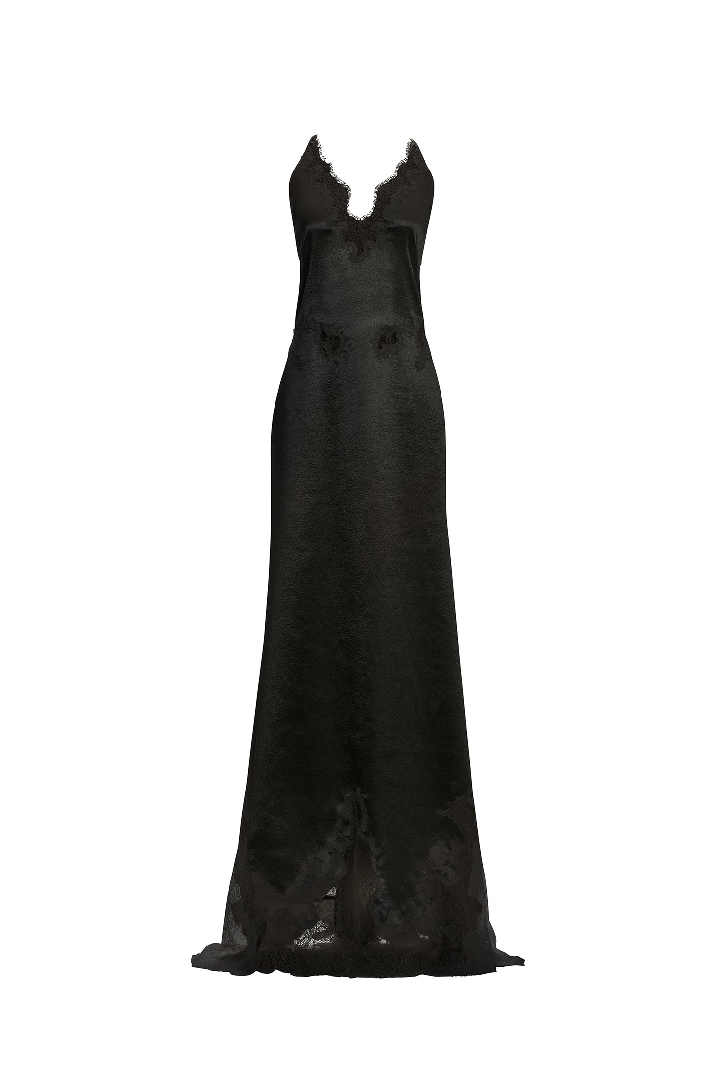 BLACK SATIN SLIP DRESS