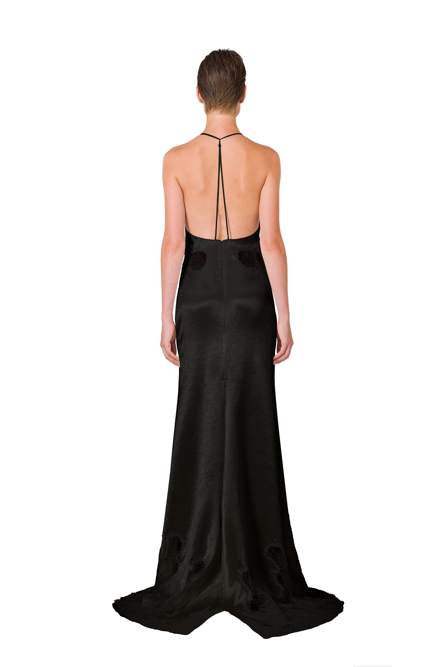 BLACK SATIN SLIP DRESS