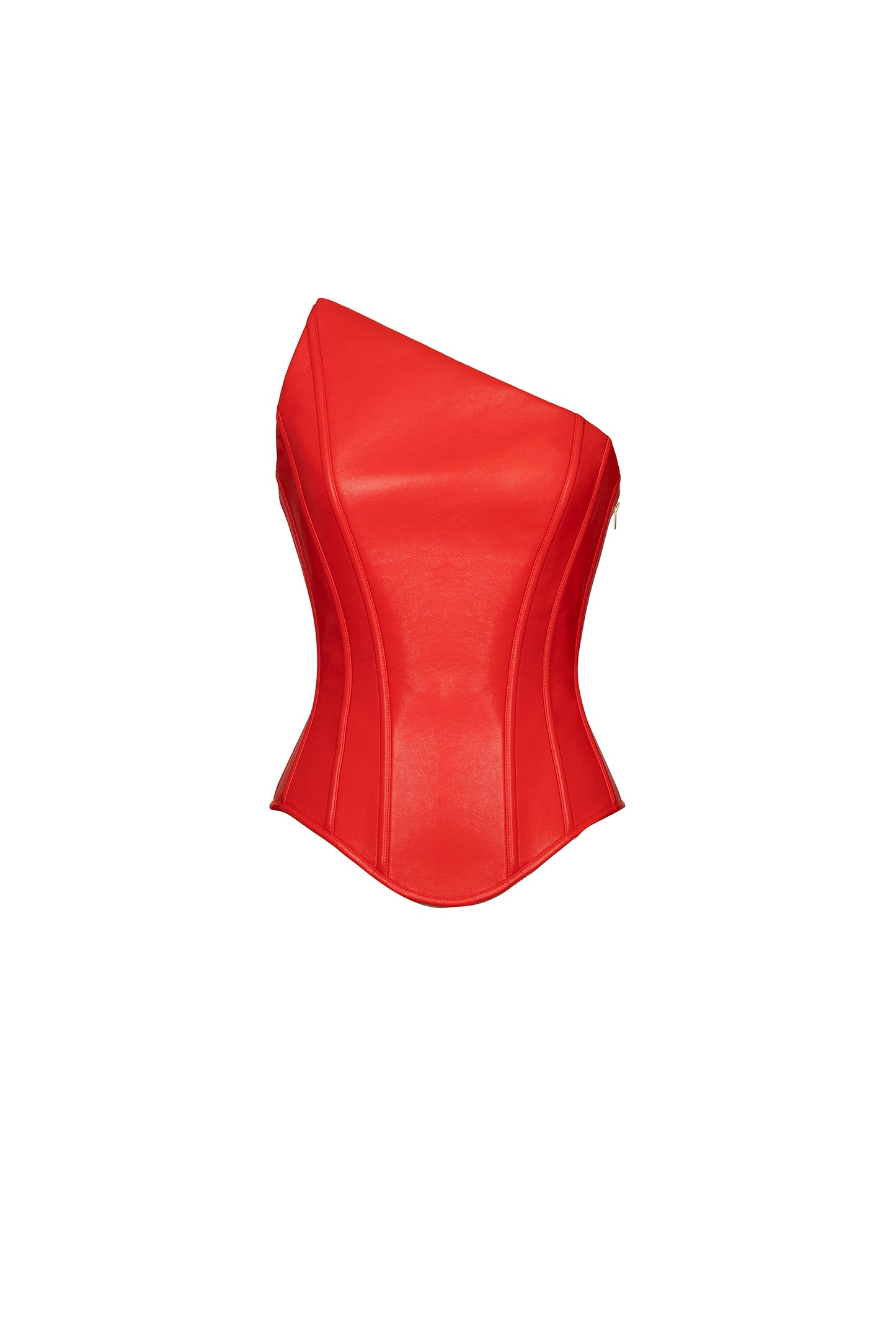 Red faux-leather bustier