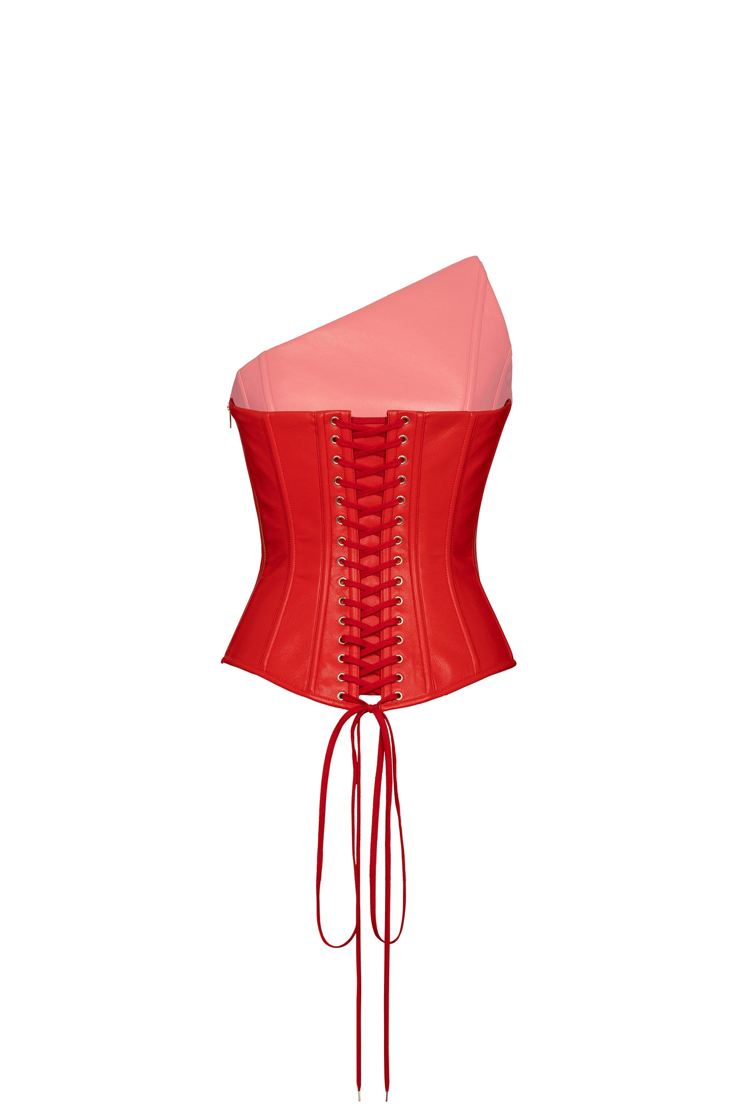 Red faux-leather bustier