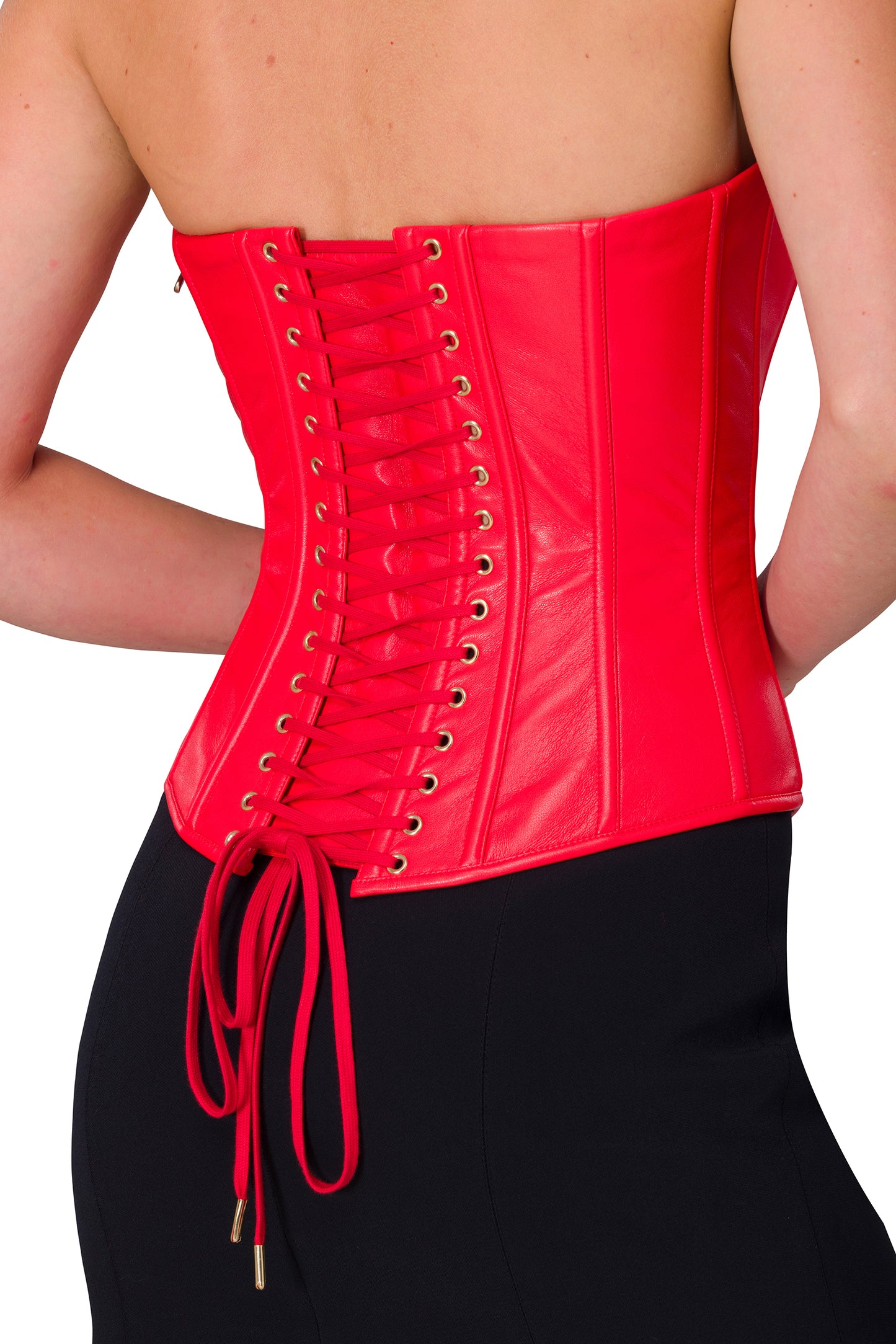 Red faux-leather bustier