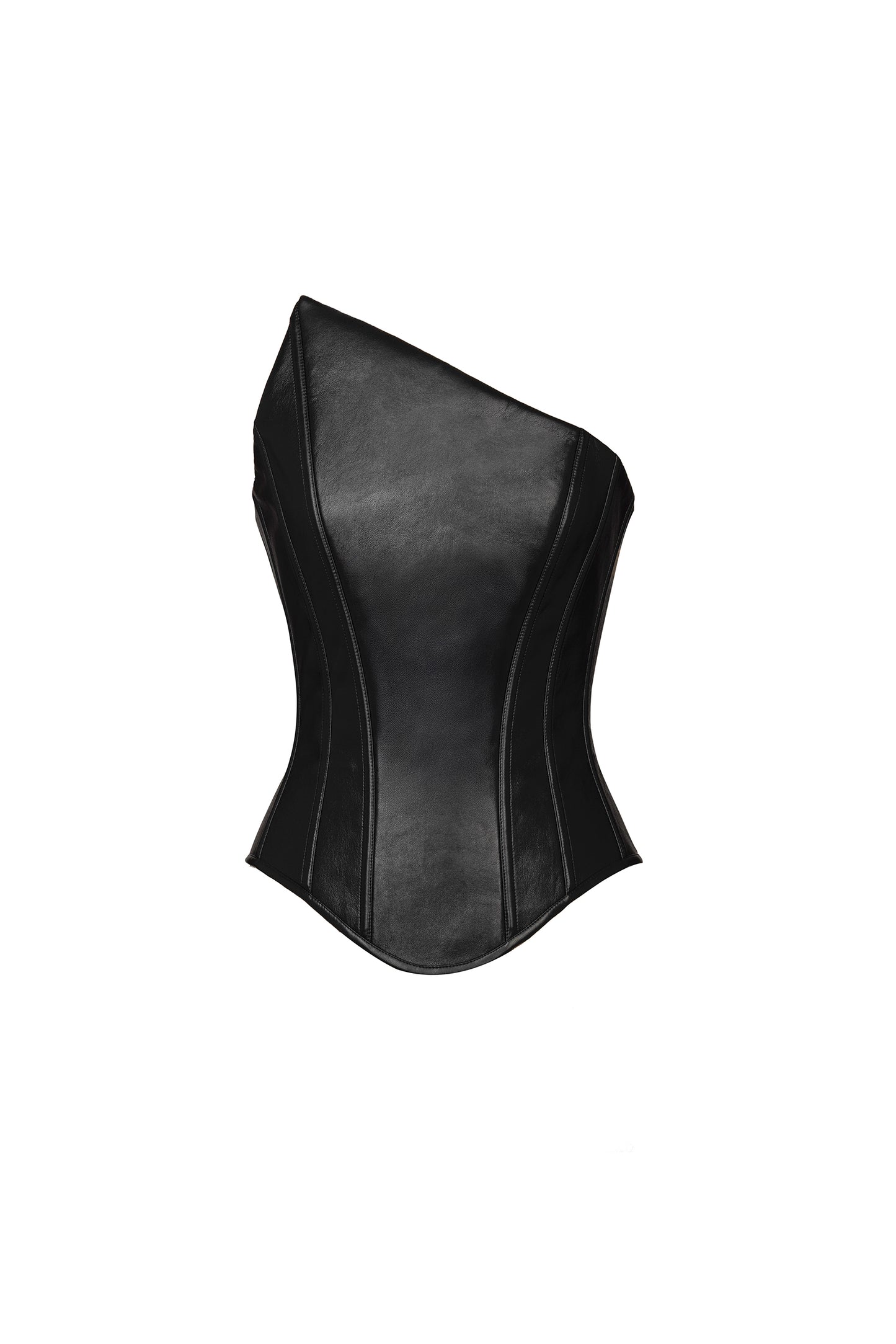 Black faux-leather bustier