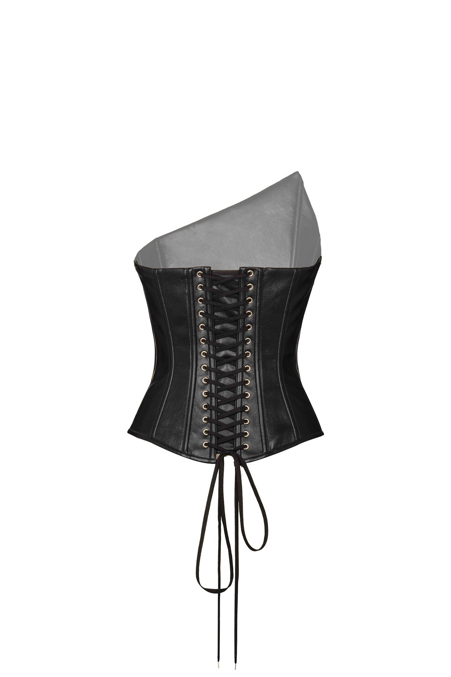 Black faux-leather bustier