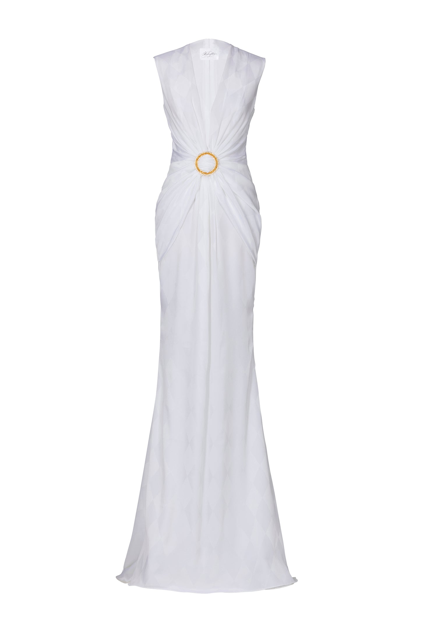 LONG WHITE DAMIER DRESS