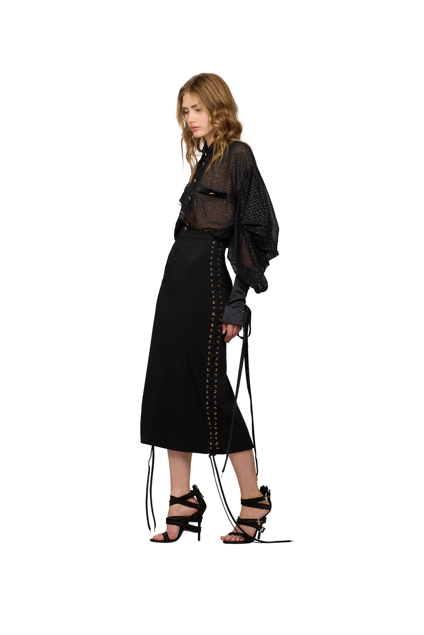 BLACK SHIRT IN DAMIER FABRIC