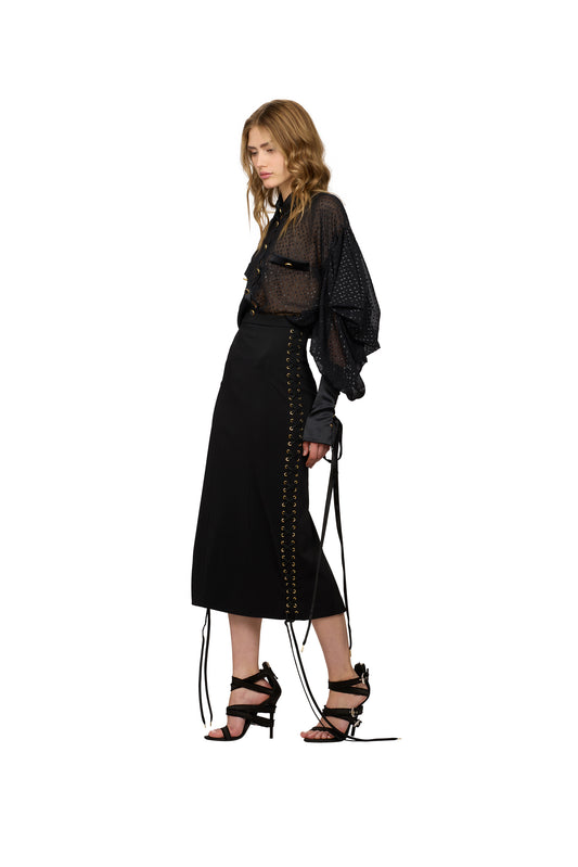 BLACK SHIRT IN DAMIER FABRIC