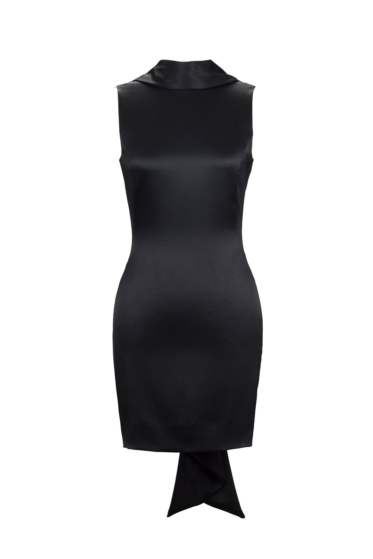 BLACK SATIN MINI DRESS