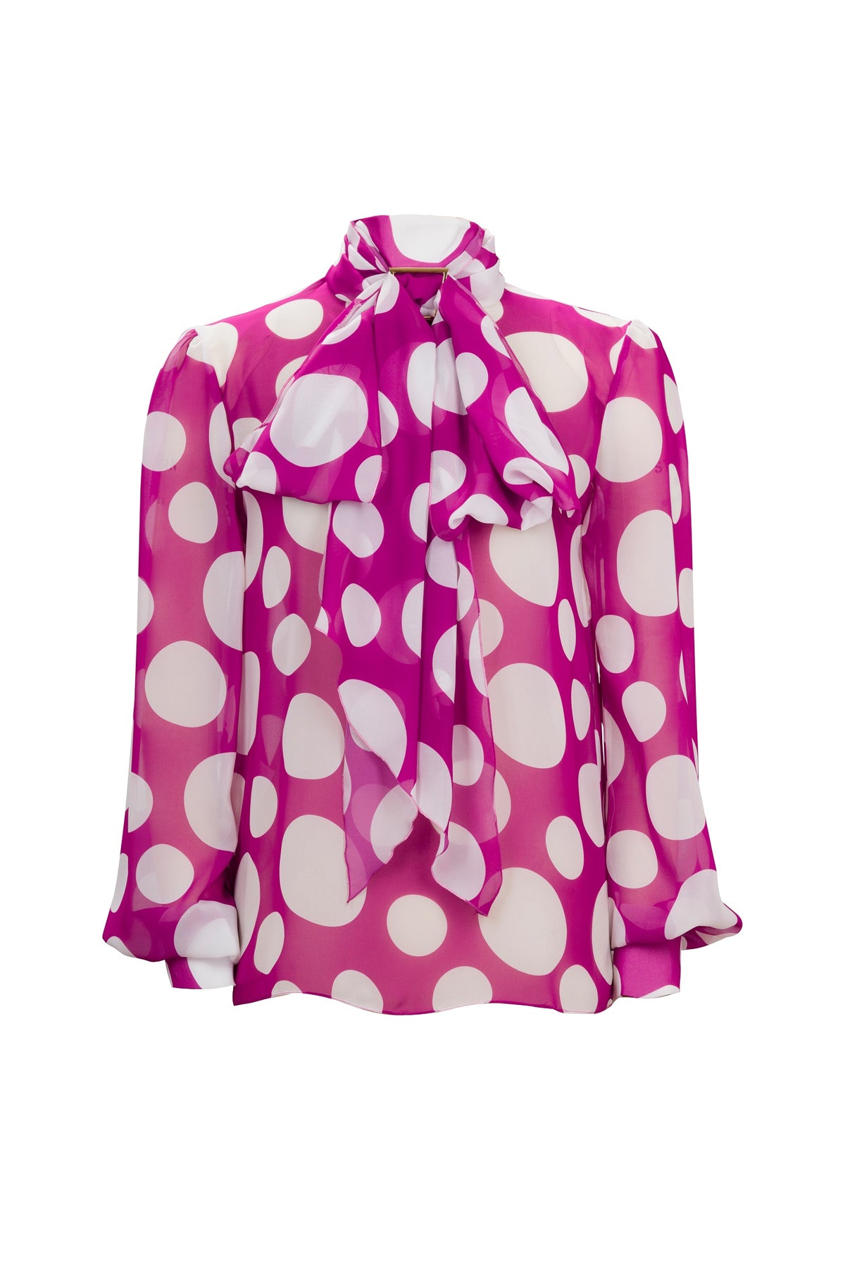 WHITE AND PURPLE POLKA DOT SHIRT