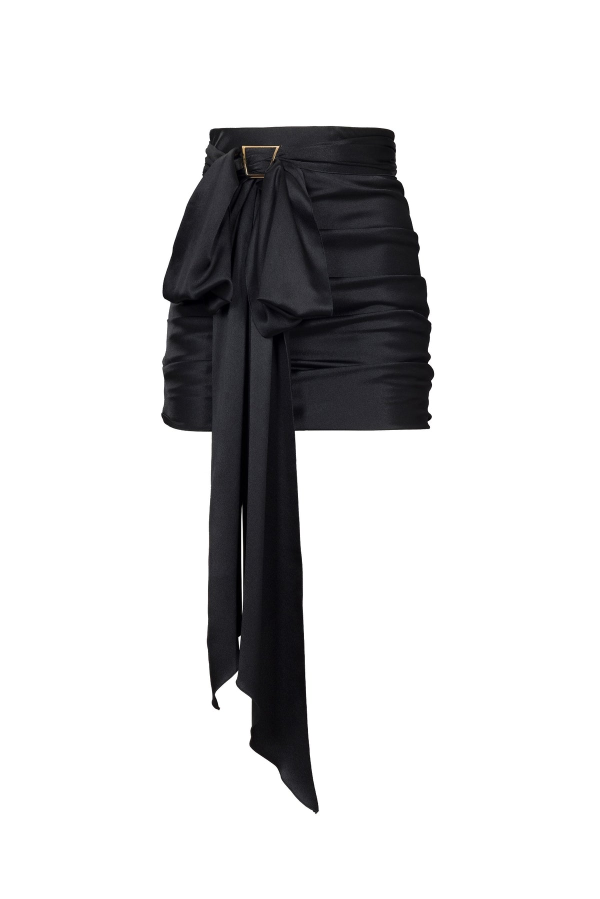BLACK SATIN MINI SKIRT