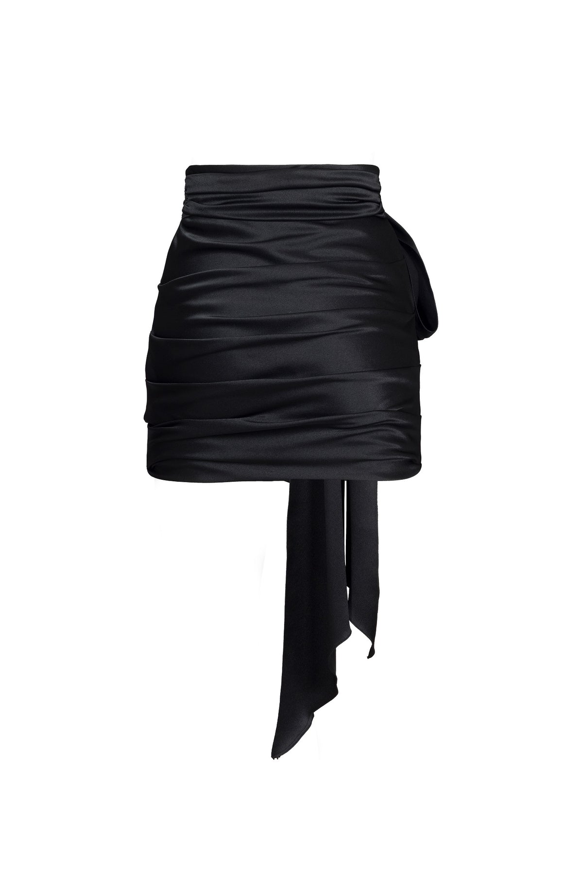 BLACK SATIN MINI SKIRT