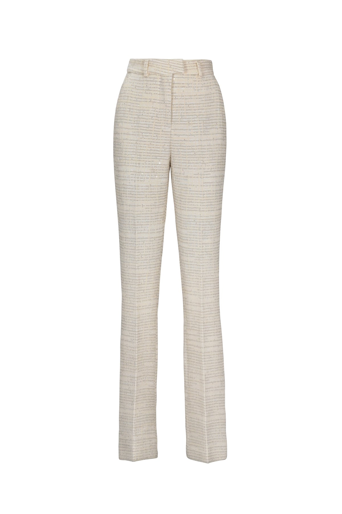 IVORY TWEED FLARE TROUSERS