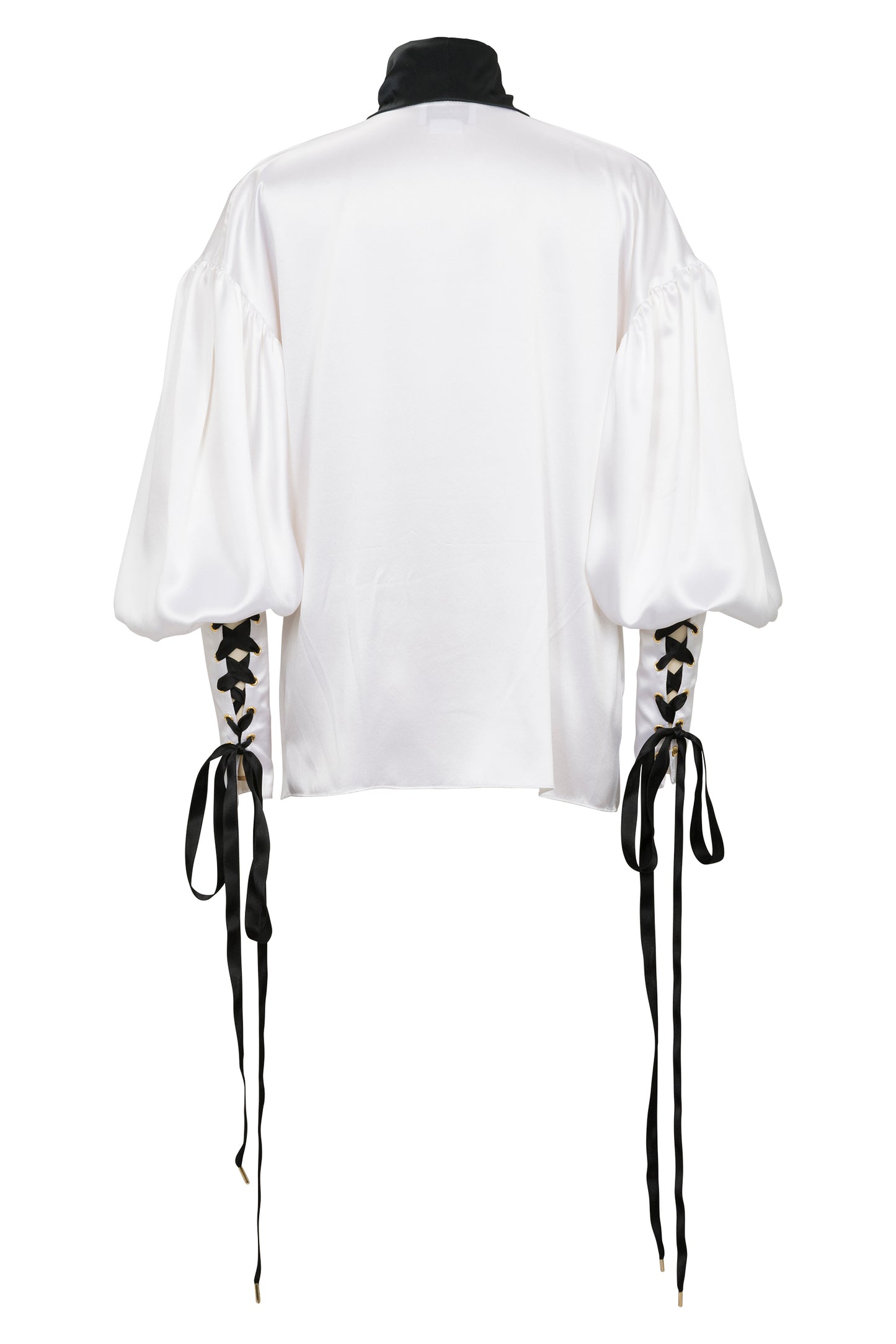 WHITE SHIRT IN SATIN WITH BOW